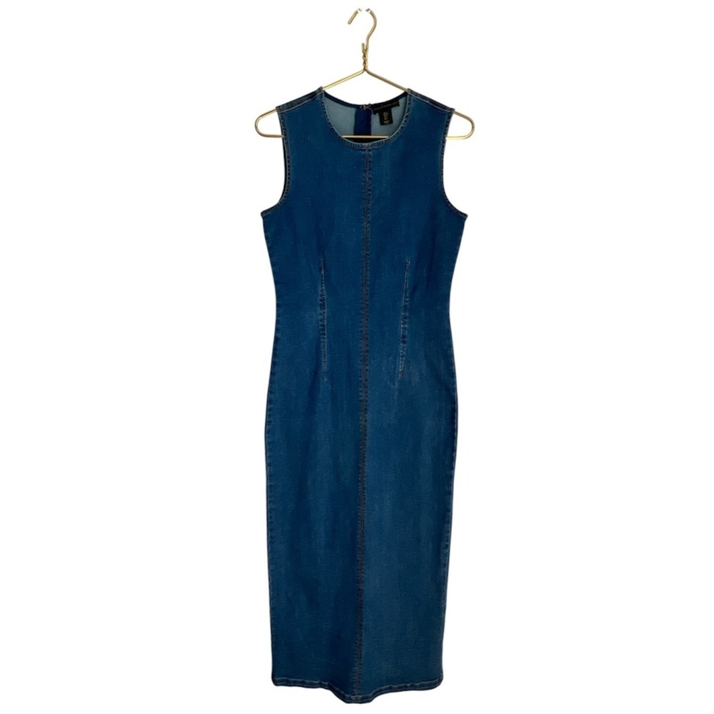 Jean Dress Women S House of Harlow 1960 Blue Denim Cotton Stretch Sleeveless Y2K